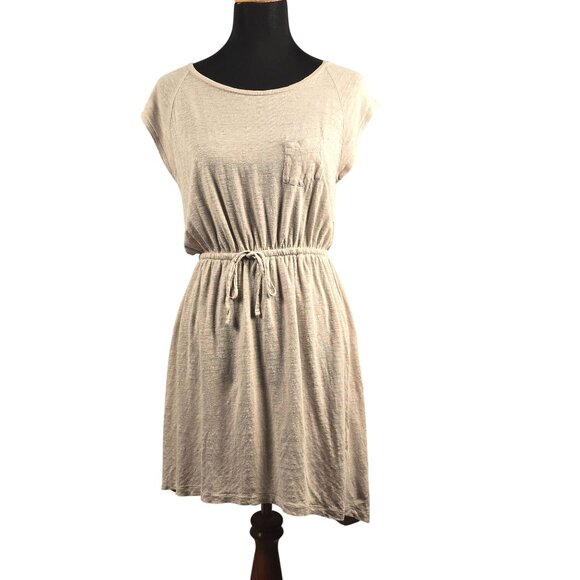 Cynthia Rowley Dresses & Skirts - Cynthia Rowley Beige 100% Linen High Low Midi Dress Size XS